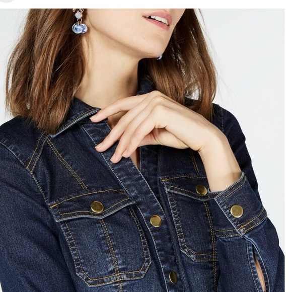 ๐NWOT-INC International Concepts Women's Denim Shirtdress DK INDIGO Blue SZ 4๐ - Picture 2 of 15